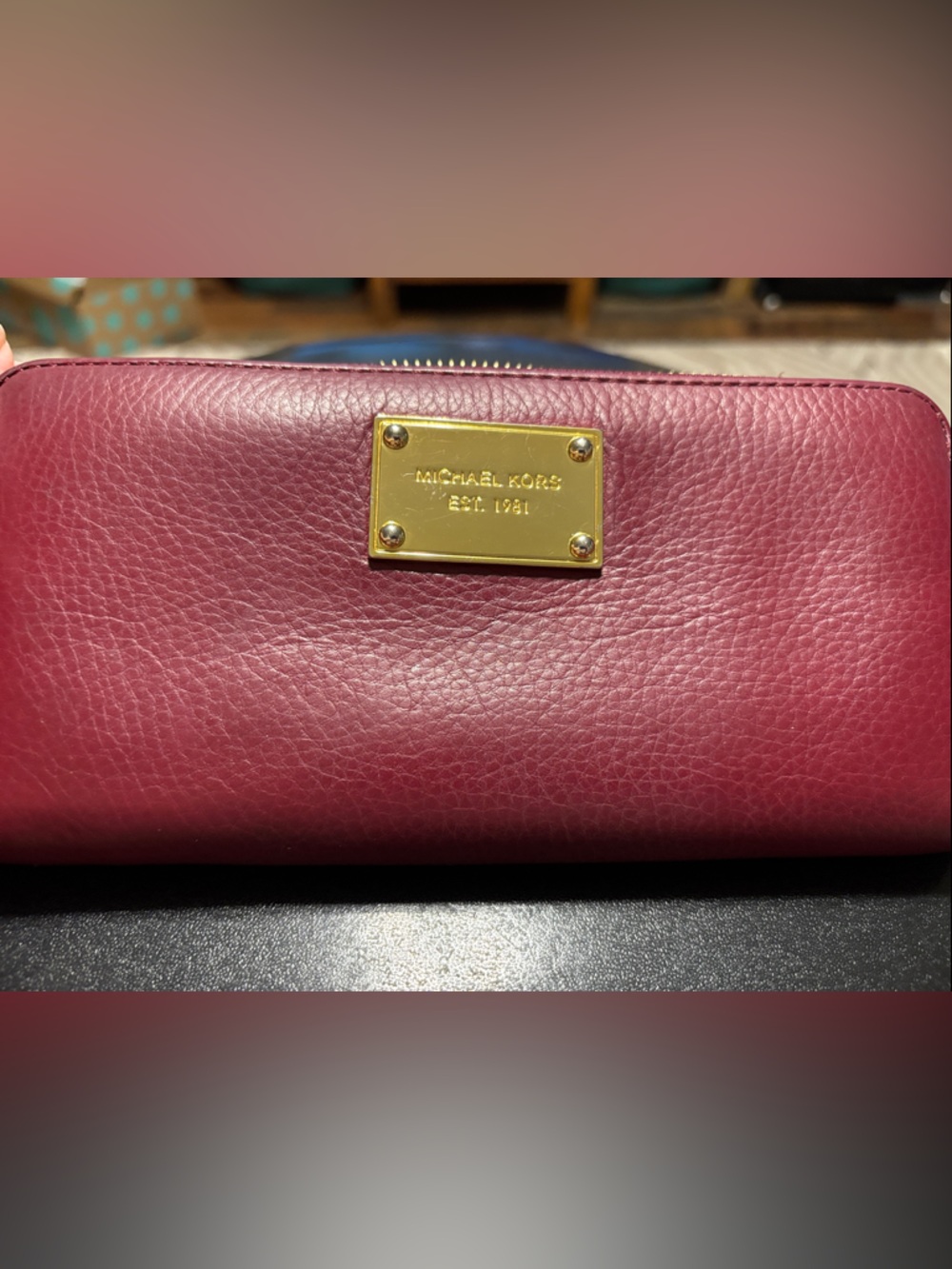 Michael Kors Burgundy Continental Leather Zip-Around Wallet Preowned